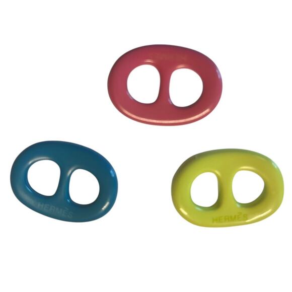 HERMÈS Tribord Chaîne d'Ancre Scarf Ring Set of 3 Multicolor with Box - Picture 2 of 15